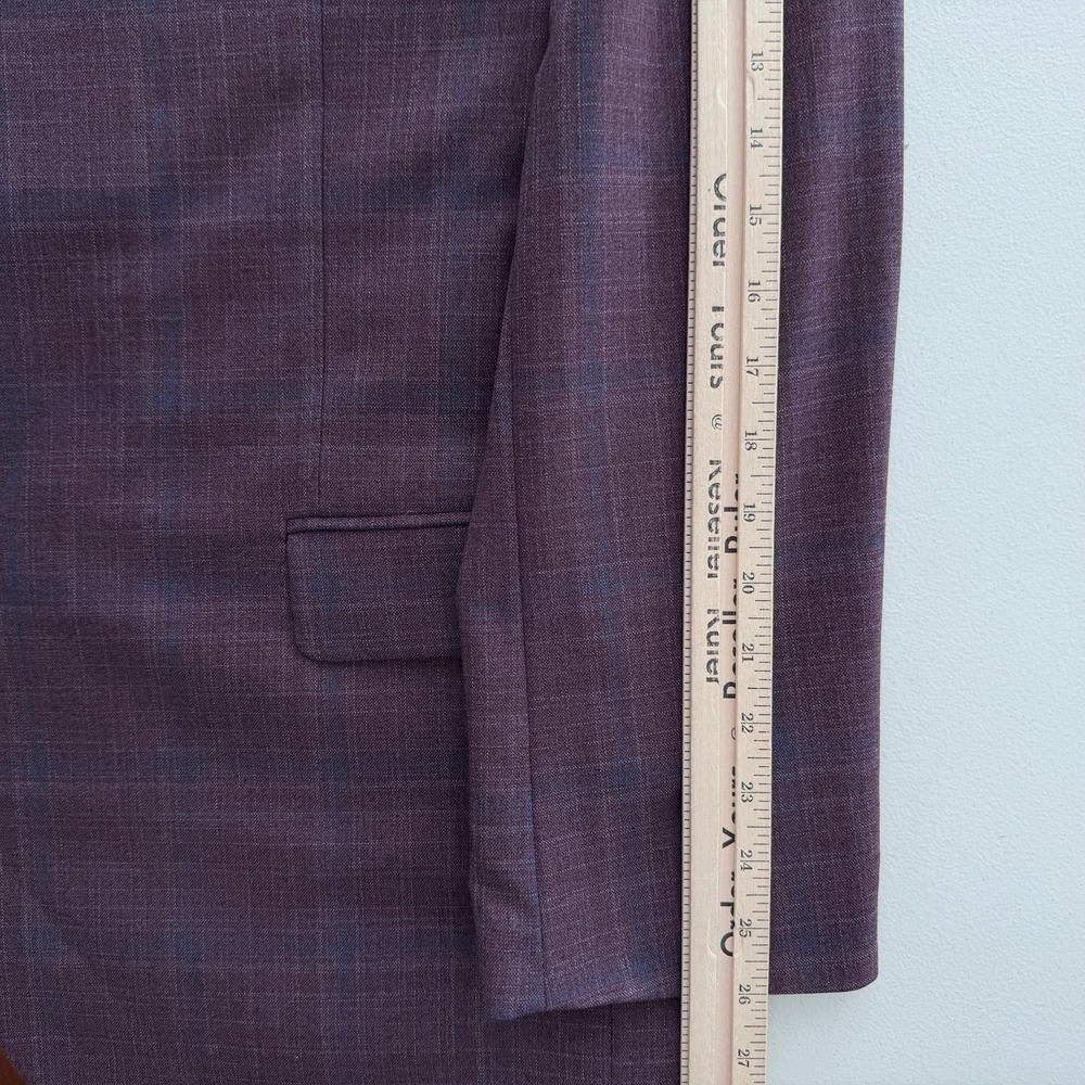 Jos A Bank Blazer Mens 46R Purple Plaid Wool Blend Sport Coat Dinner Jacket - Picture 12 of 13